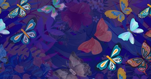 Vibrant Butterflies on Floral Background