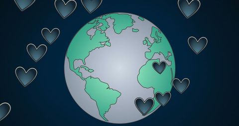 Earth Surrounded by Hearts Illustrating Global Love
