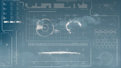 Digital Interface Animation of Data Processing with Cloud Concept