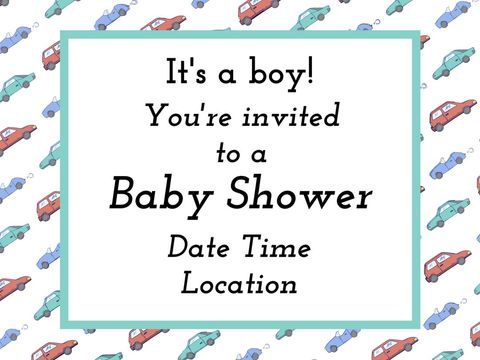 Boys Baby Shower Invitation with Car and Truck Theme