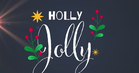 Festive Holly Jolly Holiday Poster on Dark Background
