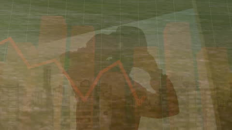 Financial Graphs Overlay on Soccer Player Silhouette