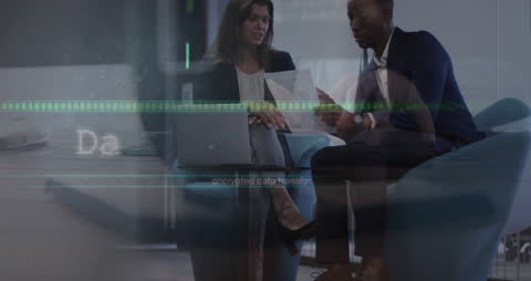 Collaborative Team Meeting with High-Tech Data Overlay