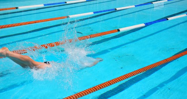 Athlete Swimming Freestyle in Professionally Marked Pool - Download Free Stock Photos Pikwizard.com