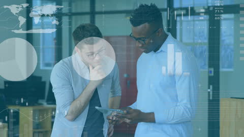 Business Colleagues Analyzing Digital Data on Tablet