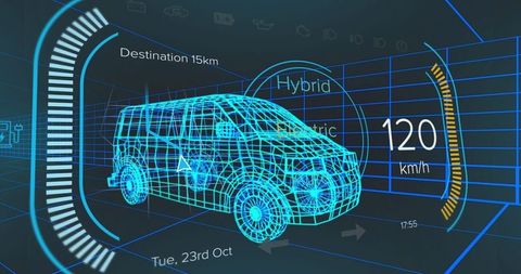 Futuristic Hybrid Van Digital Dashboard Interface Display - Download Free Stock Images Pikwizard.com