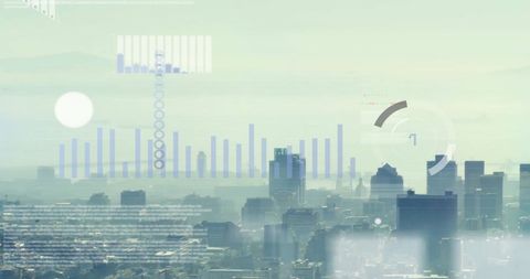 Futuristic Market Data over Modern Cityscape - Download Free Stock Images Pikwizard.com