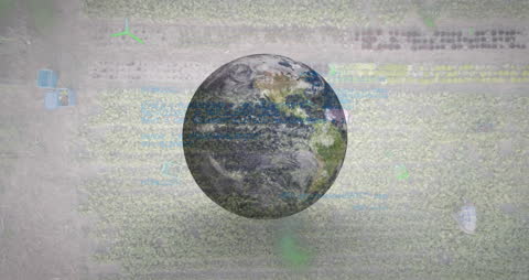 Globe with Data Transfer Overlay and Agricultural Imagery