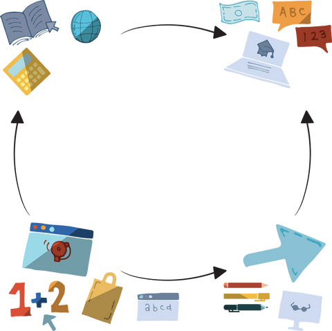 transparent learning tools icon collection with digital workflow - Download Free Stock Videos Pikwizard.com
