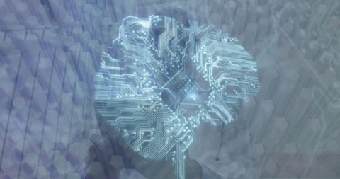 Digital brain interface over doctor's bust symbolizing ai in medicine