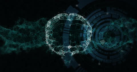 Human Brain and DNA Strand Digital Visualization