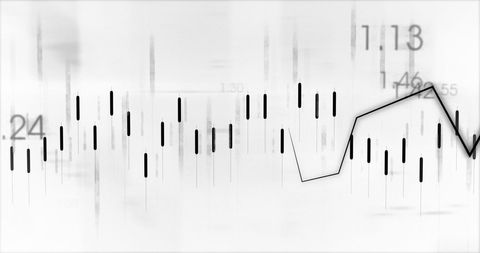 Abstract financial graph and data analysis on white background