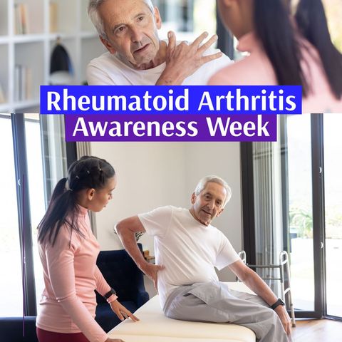 Image features a senior man consulting with a healthcare professional, highlighting activities and concerns linked to Rheumatoid Arthritis Awareness Week. This type of content is particularly suitable for use in articles, social media posts, or campaigns that aim to spread awareness about arthritis, educate people on the importance of healthcare for seniors, or highlight the role of doctors and caregivers in managing chronic conditions.