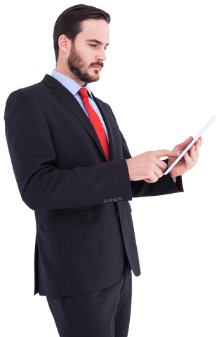Transparent Businessman with Tablet Using Touchscreen Technology - Download Free Stock Videos Pikwizard.com