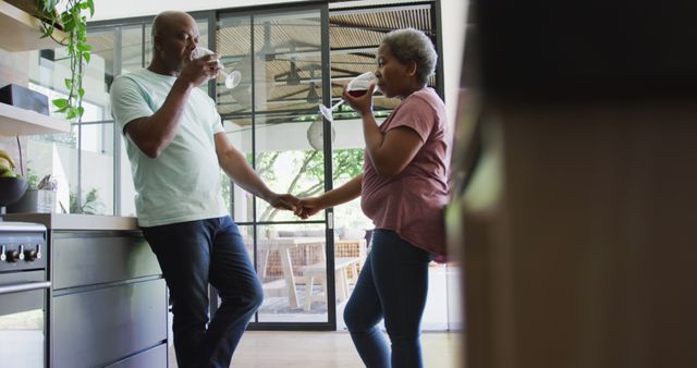 Elderly African American Couple Enjoying Coffee at Home - Download Free Stock Images Pikwizard.com