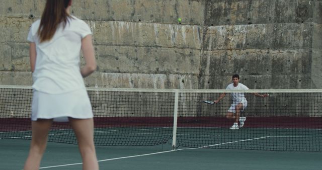 Two Tennis Players Competing on Court - Download Free Stock Images Pikwizard.com