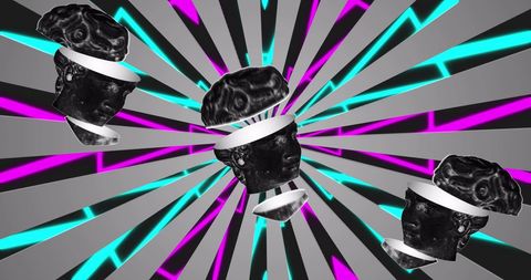 Abstract Antique Sculptures with Digital Neon Background - Download Free Stock Images Pikwizard.com