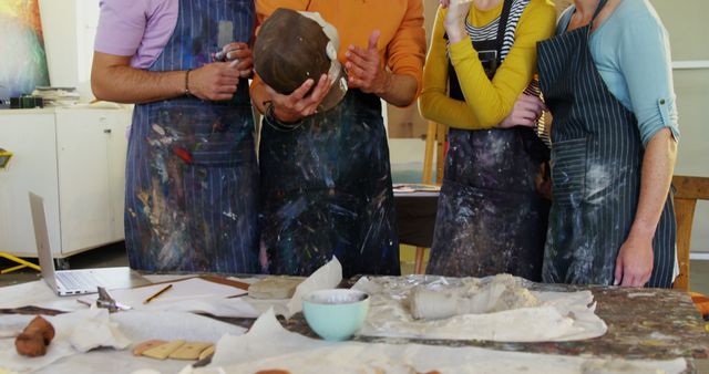 Group of Artists Sculpting in Creative Workshop - Download Free Stock Images Pikwizard.com