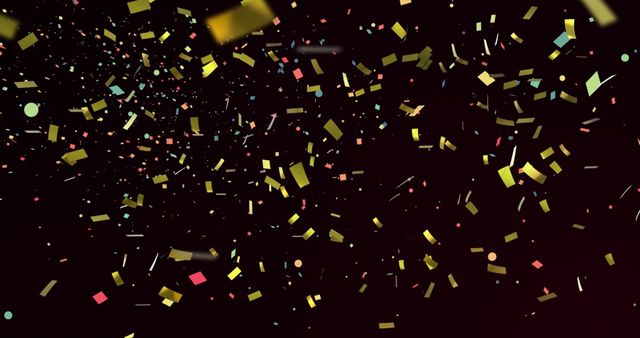 Vibrant Gold and Multicolor Confetti on Black Background - Download Free Stock Images Pikwizard.com