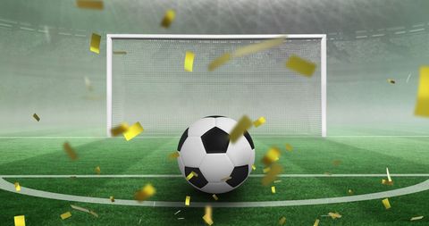 Celebratory Soccer Goal with Flying Gold Confetti - Download Free Stock Images Pikwizard.com