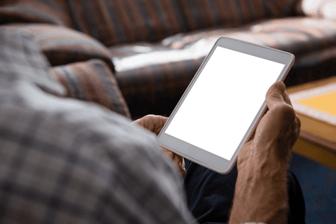Elderly Man Using Digital Tablet Home Setting Transparent Screen - Download Free Stock Videos Pikwizard.com