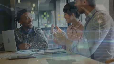 Collaborative Business Strategy Meeting with Digital Networks Overlay