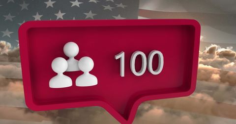 Social Media Engagement Icon with US Flag Background