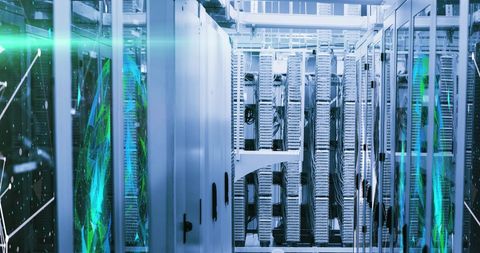 Modern Data Center with Futuristic Digital Overlay - Download Free Stock Images Pikwizard.com