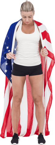 fit sportswoman draped with transparent us flag for athletic pride - Download Free Stock Videos Pikwizard.com