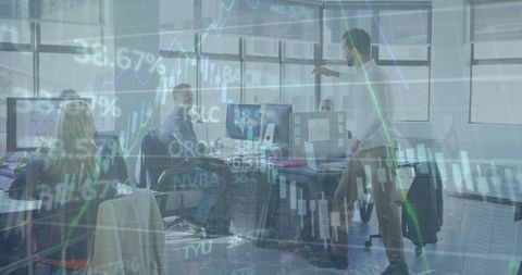 Diverse Professionals Analyzing Stock Market Trends in Modern Office - Download Free Stock Images Pikwizard.com