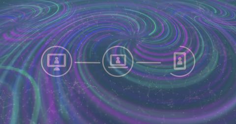Futuristic Technology Icons with Abstract Digital Waves Background - Download Free Stock Images Pikwizard.com