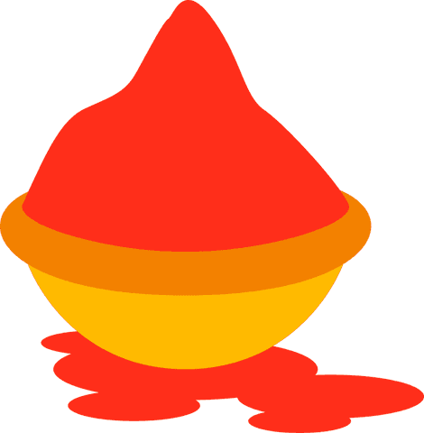 Yellow bowl with vibrant red powder on transparent background