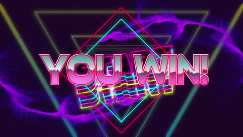 Digital Glitch Animation with Vibrant You Win Text