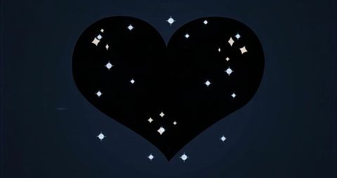 Bright Stars and Diamonds Framework Heart Shape on Navy Background
