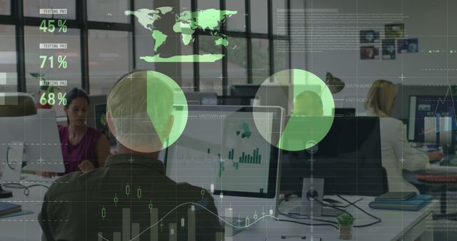 Business Team Analyzing Data with Augmented Reality Interface in Modern Office - Download Free Stock Images Pikwizard.com