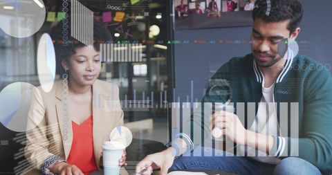 Diverse Team Analyzing Digital Data with Global Business Interface