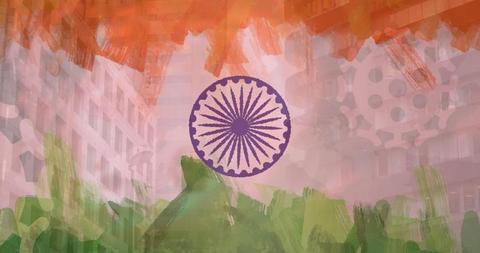 Indian Flag Overlay with Modern Buildings and Covid-19 Illustration - Download Free Stock Images Pikwizard.com