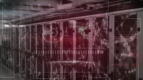 Digital Ethereal Data Overlay in Modern Cloud Server Room