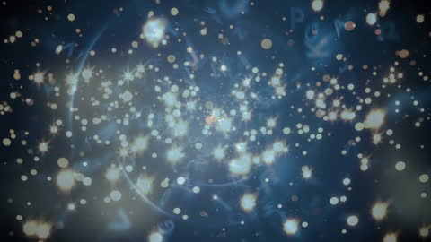 Digital Interface with Moving Letters and Light Spots