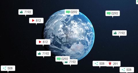 Digital Connectivity Icons Surrounding Earth in Space