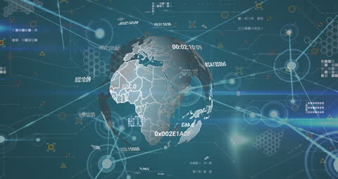 Digital Global Network with Technology Icons on Globe