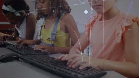 Diverse Group of Students Engaged with Technology in Classroom