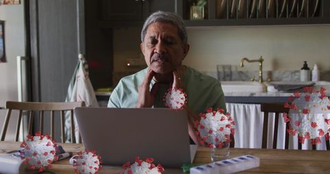 Elderly Man with COVID-19 Symptom Simulation Home Workspace - Download Free Stock Images Pikwizard.com