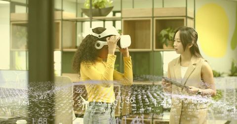 Entrepreneurial Team Collaborating with Virtual Reality in Office