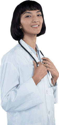 Confident Female Doctor in White Coat with Stethoscope on Transparent Background - Download Free Stock Videos Pikwizard.com