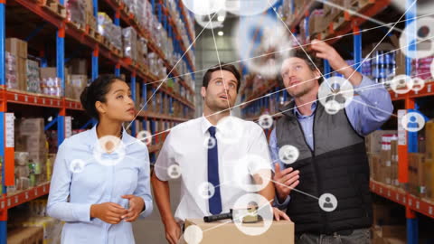 Warehouse Team Analyzing Networking Technology