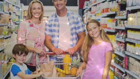 Happy Family Shopping in Supermarket with Digital Network Effects