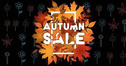 Autumn sale banner with colorful leaves and decorative floral pattern