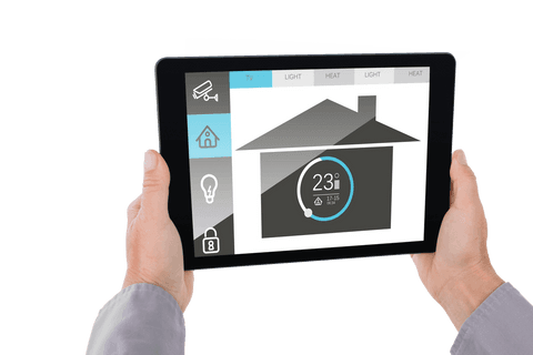 digital tablet displaying smart home control dashboard transparent background - Download Free Stock Videos Pikwizard.com
