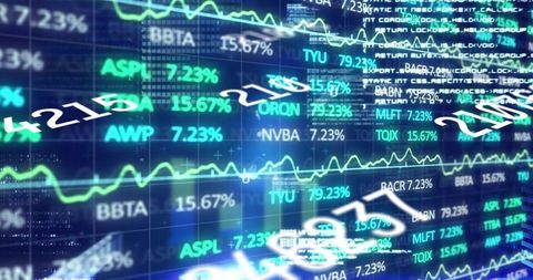 High-Tech Stock Market Analysis with Digital Display